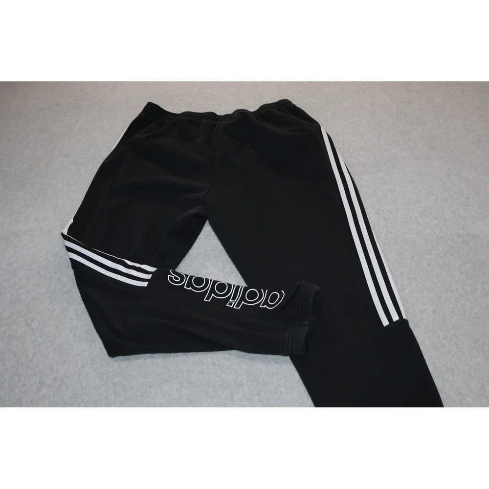 Adidas Sweatpants Mens XL Black 3-Stripe Fleece Joggers Gym Workout Tapered